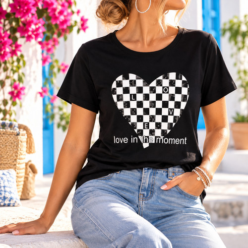 Shirt schwarz herz strass - schwarz,