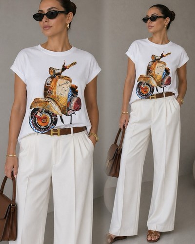 Damen tshirt mit - damen, strasssteinen
