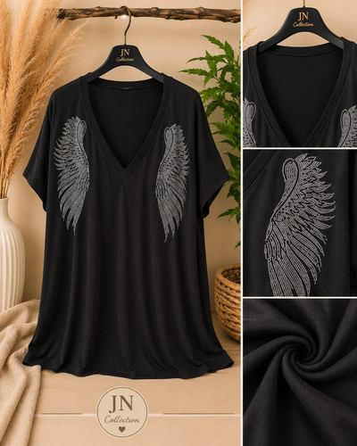 Damen tunika schwarz glitzer - damen,